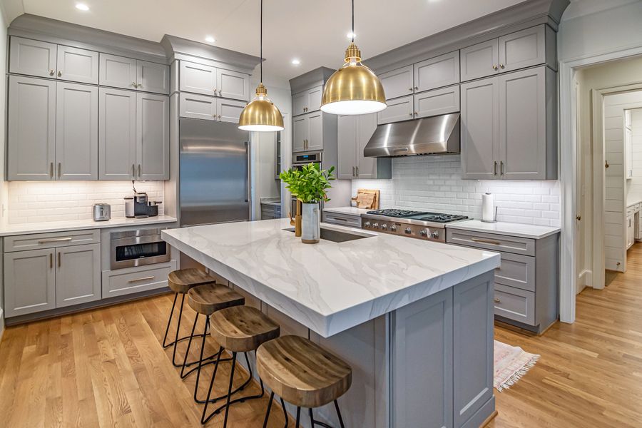 Open concept kitchen island