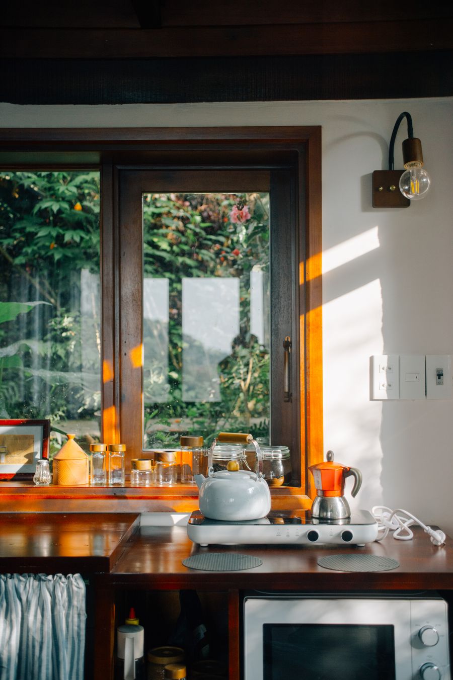 Warm wood-toned kitchen interior